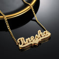 Double Plated Heart Name Necklace w/ Cuban Chain | Dorado Fashion