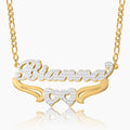 Double Plated Hearts Name Necklace w/ Figaro Chain | Dorado Fashion