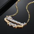 Double Plated Hearts Name Necklace w/ Figaro Chain | Dorado Fashion