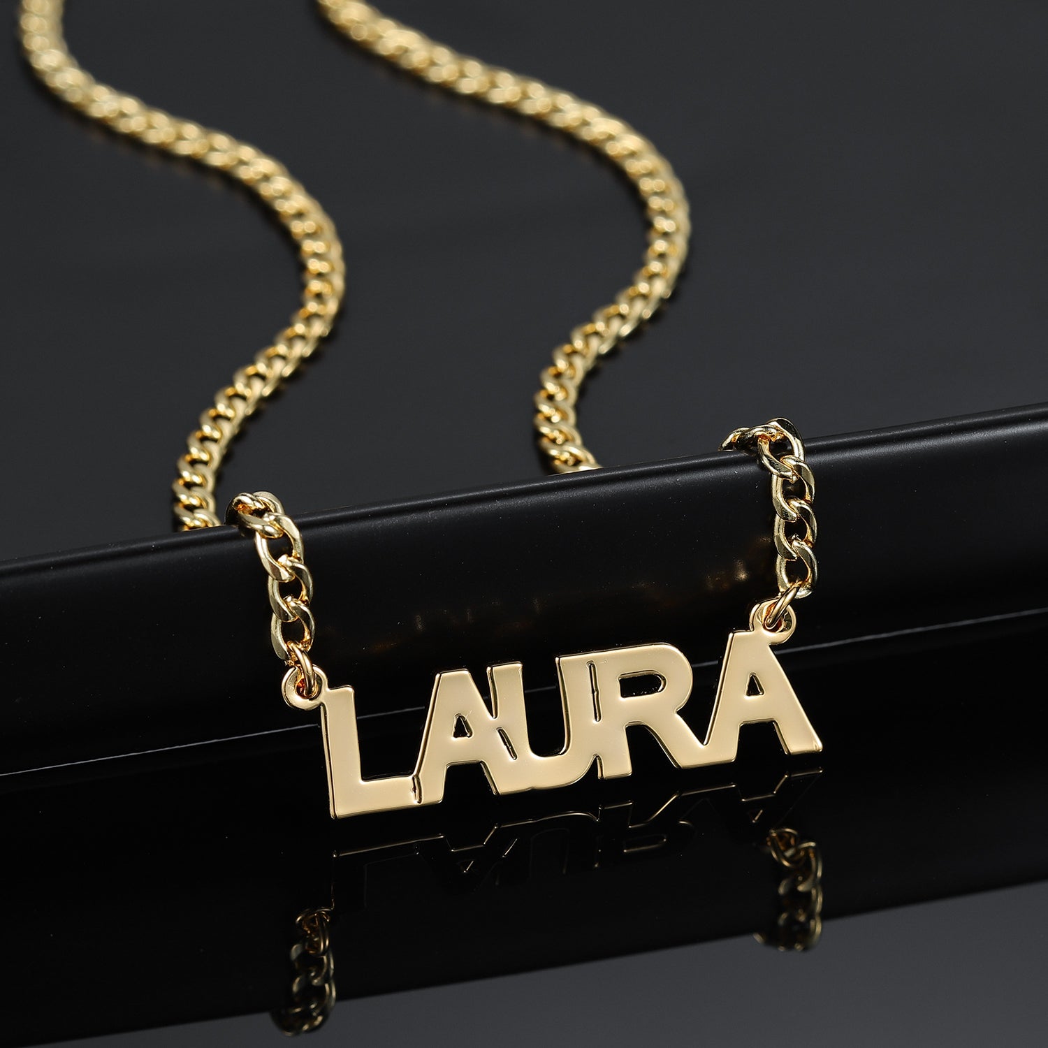 Block Name Necklace w/ Cuban Chain | Dorado Fashion