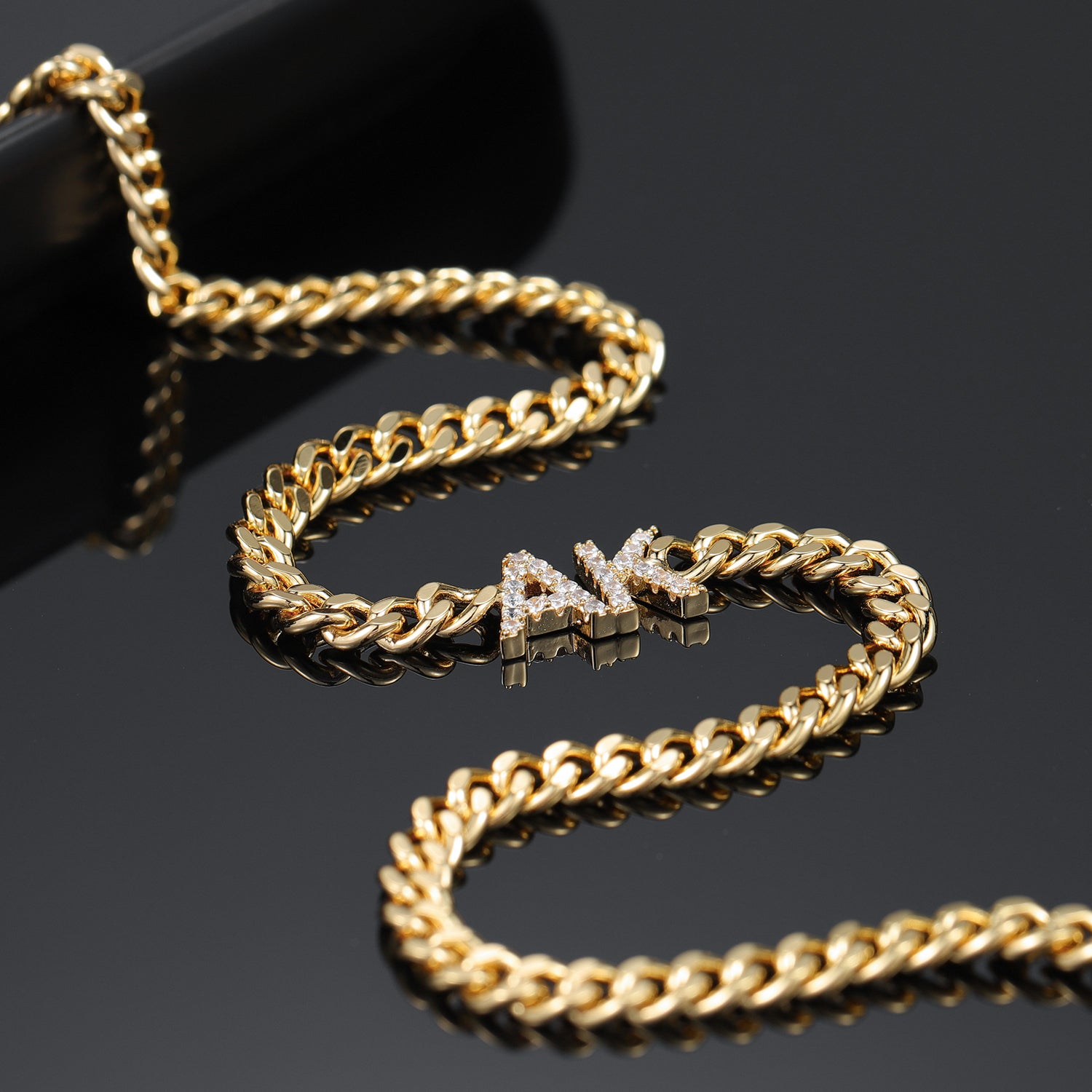 Iced Initials Necklace w/ Cuban Chain | Dorado Fashion