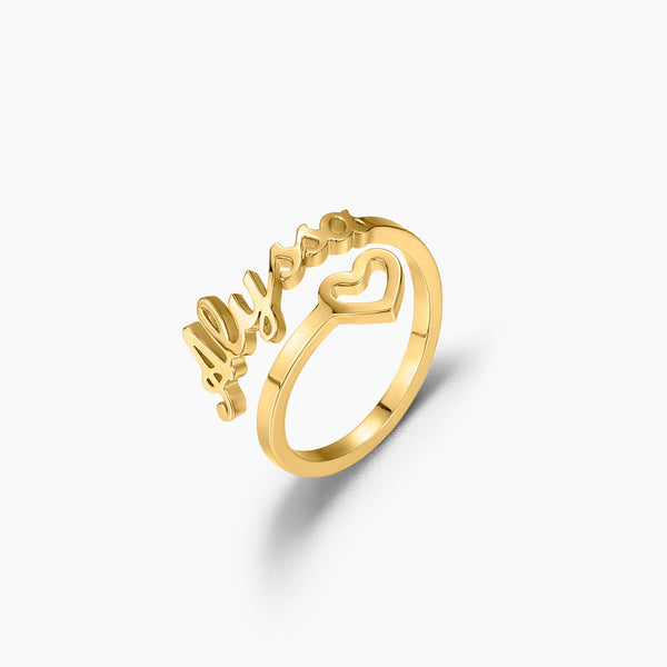 Hollow Heart Name Ring | Dorado Fashion