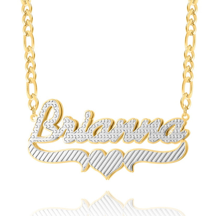 Double Plated Heart Script Name Necklace | Dorado Fashion