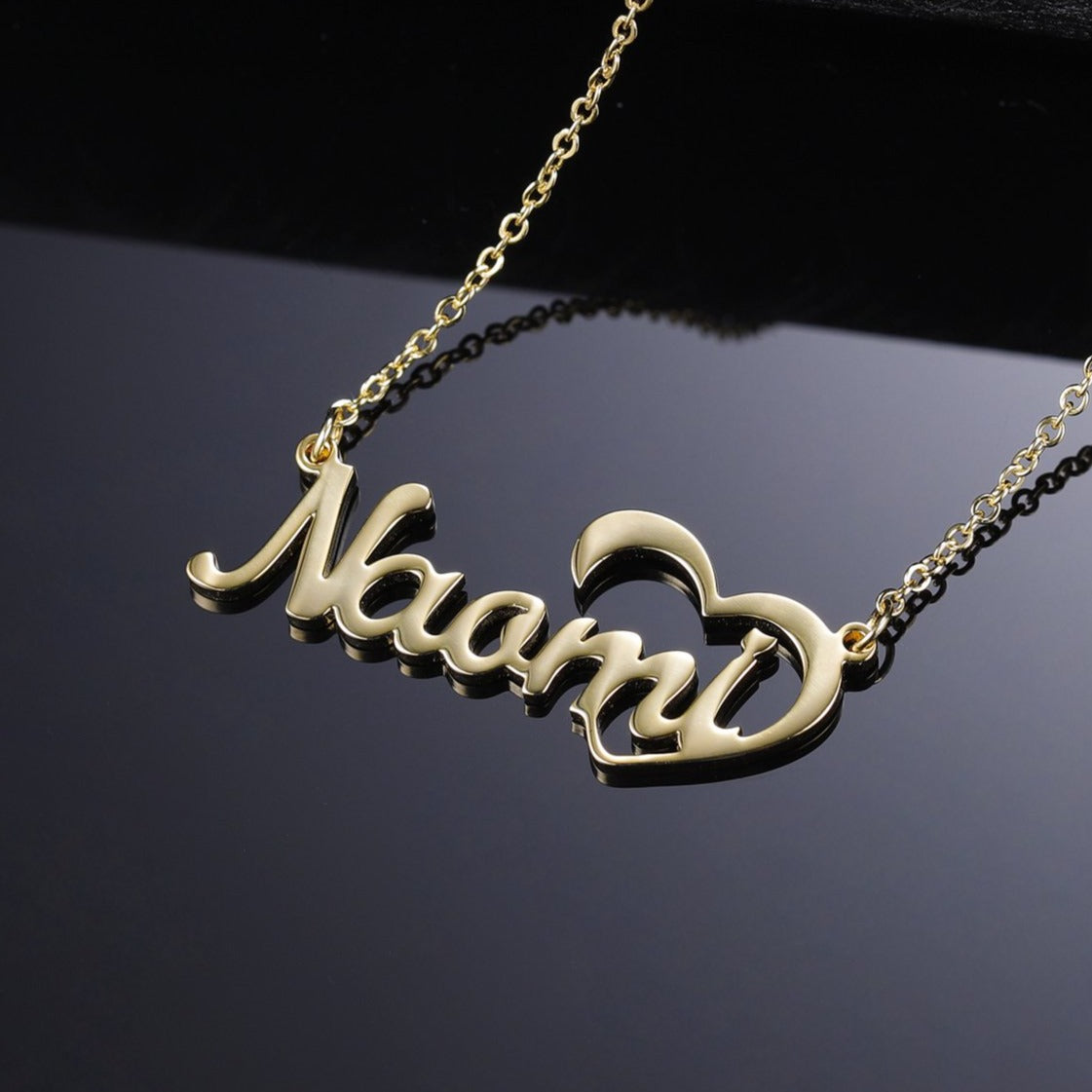 Crescent Heart Name Necklace | Dorado Fashion