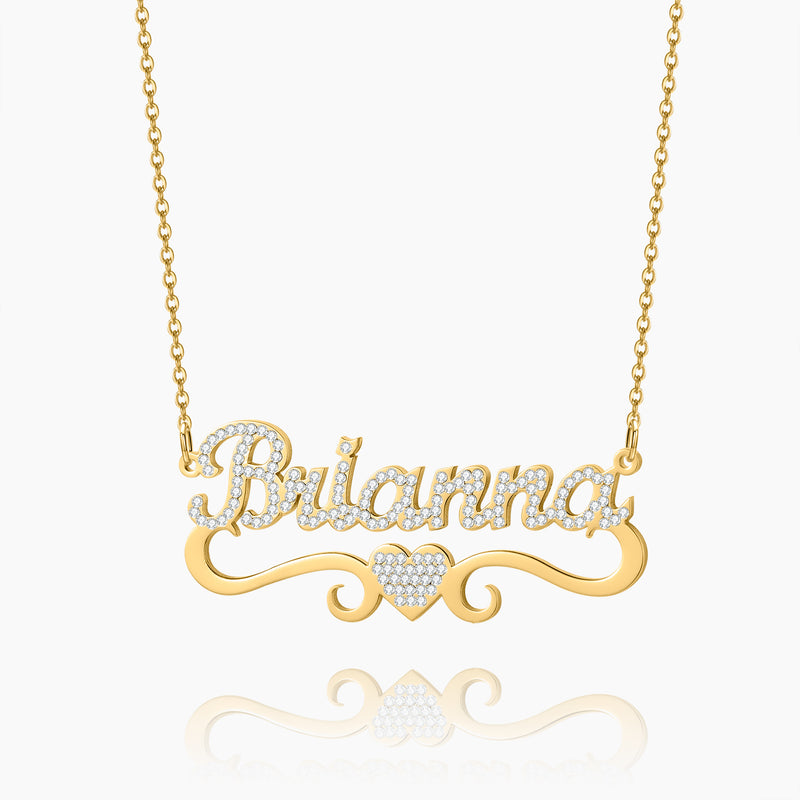 Iced Heart Name Necklace | Dorado Fashion
