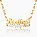 Double Plated Triple Heart Name Necklace w/ Cuban Chain | Dorado Fashion