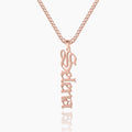 Vertical Gothic Name Necklace w/ Cuban Chain | Dorado Fashion