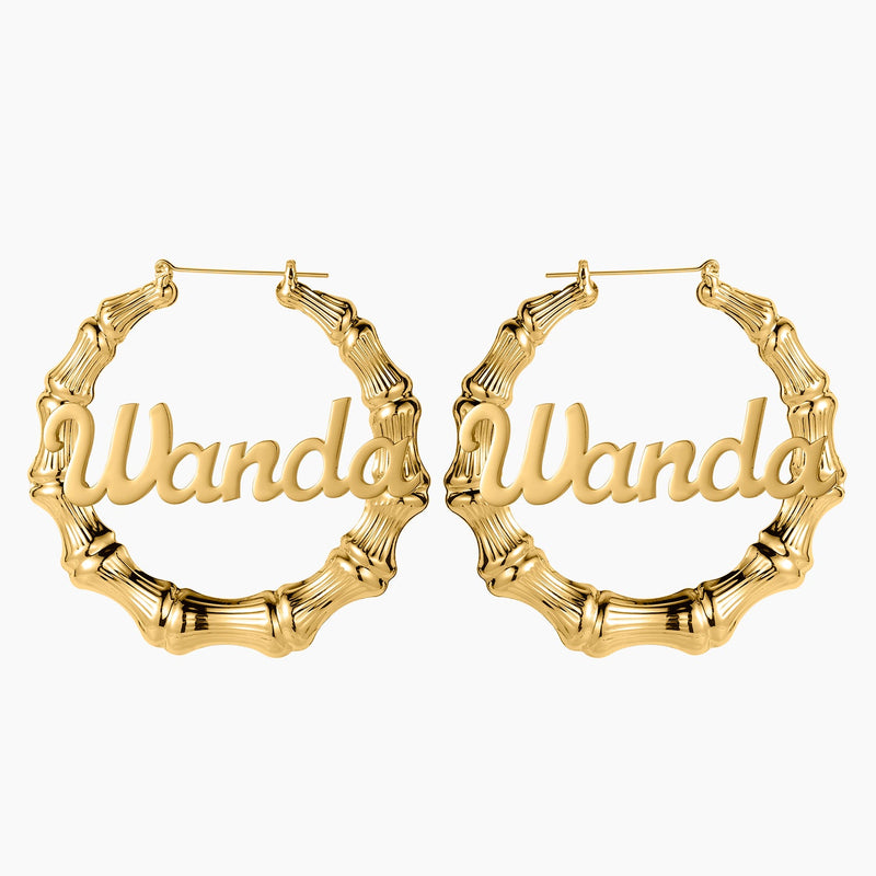 Bamboo Name Hoop Earrings | Dorado Fashion