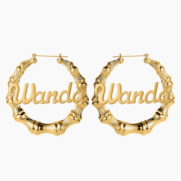 Bamboo Name Hoop Earrings | Dorado Fashion