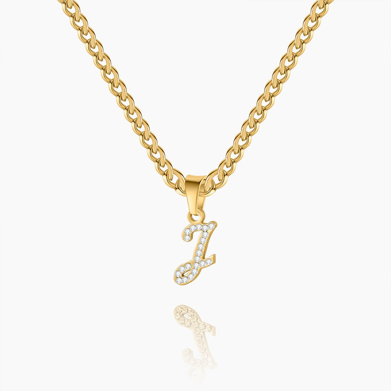 Script Iced Letter Necklace | Dorado Fashion