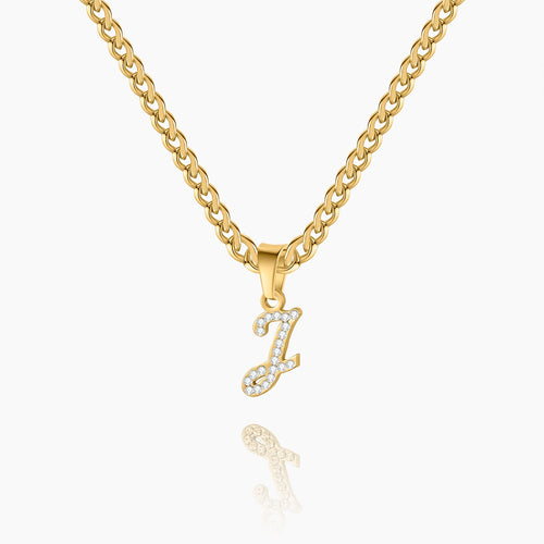 Script Iced Letter Necklace | Dorado Fashion