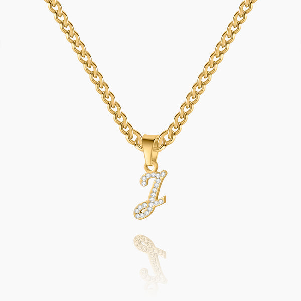 Script Iced Letter Necklace | Dorado Fashion