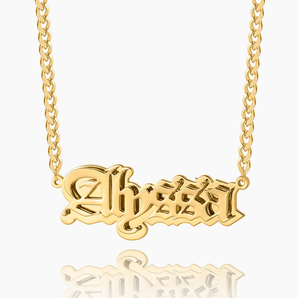 Gothic Outline Name Necklace w/ Cuban Chain | Dorado Fashion
