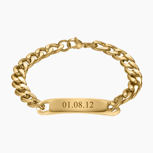 Engraved Bar Cuban Link Bracelet | Dorado Fashion
