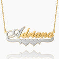 Double Plated Double Heart Name Necklace | Dorado Fashion