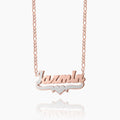 Double Plated Script Name Necklace w/ Figaro Chain | Dorado Fashion