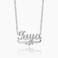 Double Plated Script Name Necklace w/ Figaro Chain | Dorado Fashion