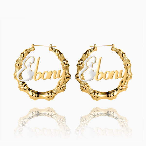 Lovely Name Bamboo Hoop Earrings | Dorado Fashion
