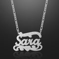 Double Plated Name Heart Necklace w/ Figaro Chain | Dorado Fashion