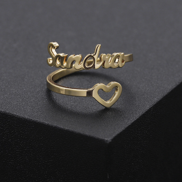 Hollow Heart Name Ring | Dorado Fashion